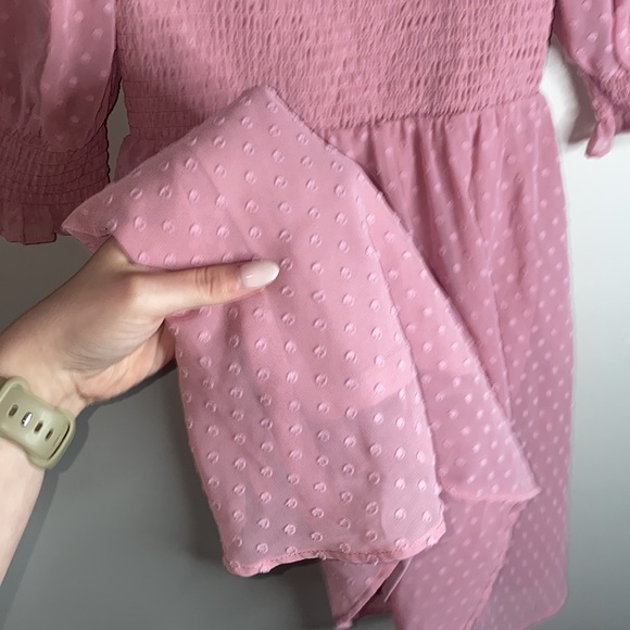 🎱Adorable pink polka dot puffy sleeves dress! - Picture 3 of 7